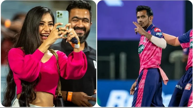 After Yuzvendra Chahal took the wicket he gave a flying kiss to his wife Dhanshree