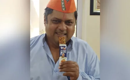 bjp mps appeared in a different style new cap on head chocolate