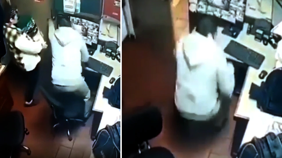 viral video man got up from the chair to help the girl but funny incident happened