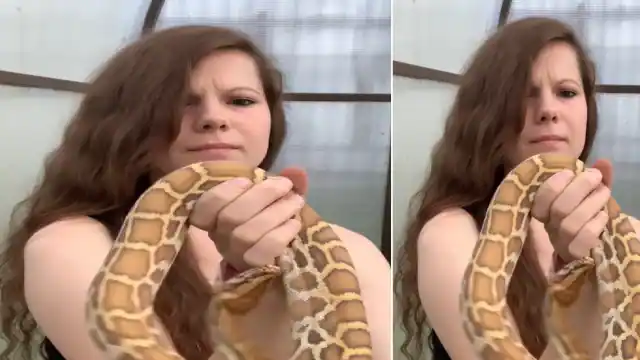 girl playing with snake by hands enjoy his bite shocking video viral on internet 1653310304