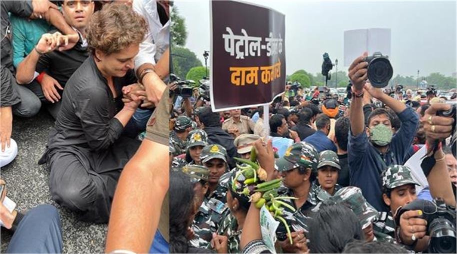 After the video of Priyanka Gandhi jumping over the barricade surfaced the police tried to take her into custody