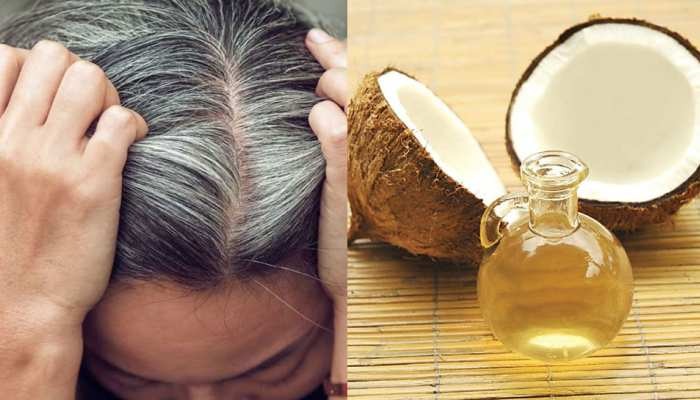 White hair will turn black again with the help of coconut oil just mix these 3 things