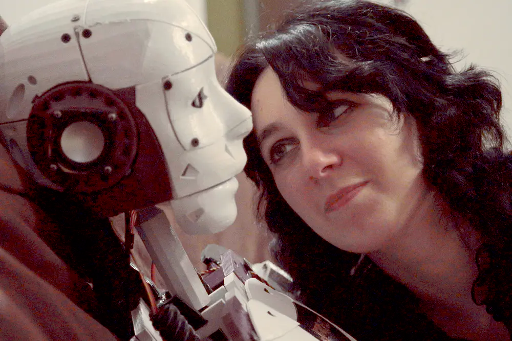 robot and woman